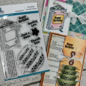 Flea Market Photopolymer Stamp Set | Vintage Book & Floral Bowls | Samantha Labonte Exclusive | Scraps of Love