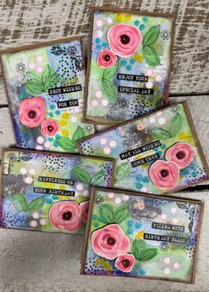 June 28th- Flourishing Floral Mixed Media Art Cards with Leslie (pre-order by 6/26)