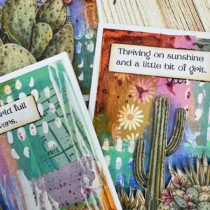 Cactus Garden Mixed Media Cards | Mixed Media Card Class with Leslie at Scraps of Love August 23rd