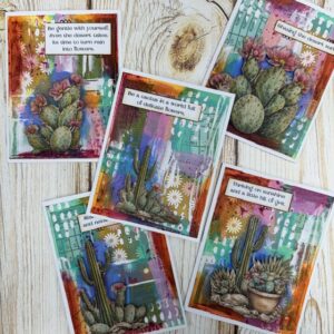 Cactus Garden Mixed Media Cards | Mixed Media Card Class with Leslie at Scraps of Love August 23rd