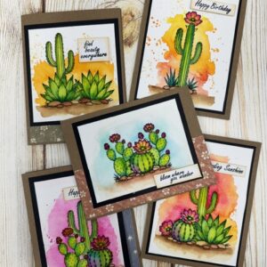 Vibrant Cactus Watercolor Cards | Watercolor Card Making Class at Scraps of Love August 28th
