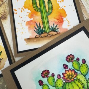 Vibrant Cactus Watercolor Cards | Watercolor Card Making Class at Scraps of Love August 28th