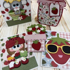 Summer Strawberry Paper Piecing Cards | Card Making Class with Leslie at Scraps of Love August 29th